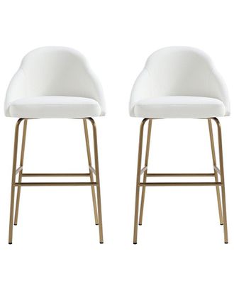 Manhattan Comfort Set Of 2 Gracie Modern Leatherette Barstools With Steel Legs