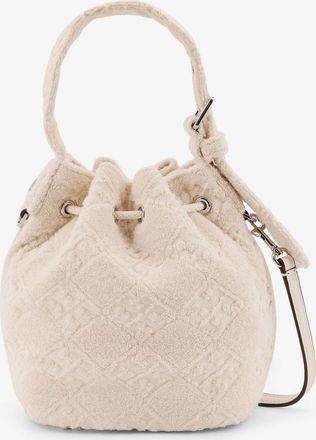 Tory Burch Womens Monogram Terry Mini Canvas Bucket Bag White Body: Cotton