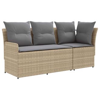 vidaXL Sof&aacute; De Jard&iacute;n Con Brazo Y Sof&aacute; En Esquina Con Almohada 2 Pieza Vidaxl