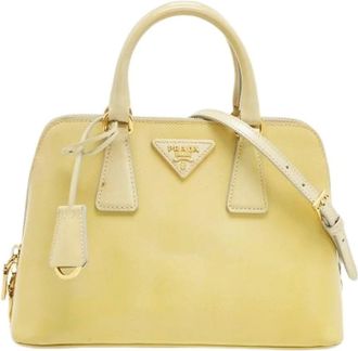 Prada Pre-owned Handbags, female, Yellow, Size: ONE SIZE Pre-owned Leather Handbag