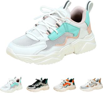 Generic Womens Platform Fashion Sneakers Outdoor Casual Lace Up Chunky Walking Shoes Mesh Breathable Running Tennis Workout Athletic Sneakers for Women Arch S