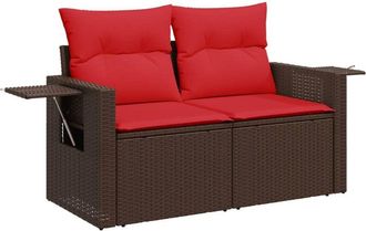 vidaXL Garden Sofa with Cushions 2-Seater Brown Poly Rattan vidaXL