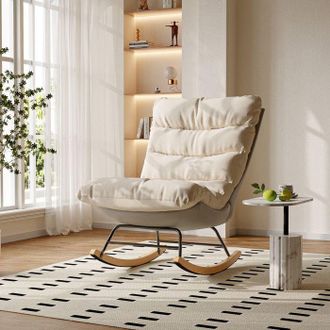 OEM Sill&oacute;n Balance 2 En 1, Tela De Lino Y Cuero Sint&eacute;tico, Madera Maciza, Respaldo Ergon&oacute;mico, Gris Y Blanco