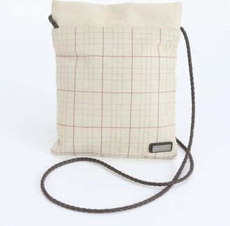 Burberry Beige Leather Canvas Shoulder Bag Tote Bag (Pre-Owned)