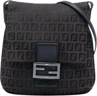 Fendi Pre-owned Canvas Crossbody Bag - Dames - Vintage Schoudertas - Bruin - ONE Size - Leer - Vintage