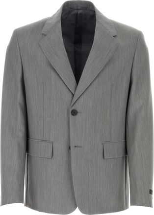 Prada Melange Grijze Wolmix Blazer