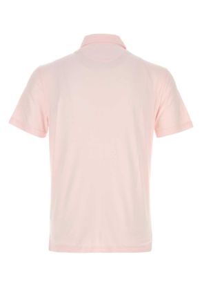 Fedeli Mens Light Pink Stretch Cotton Polo Shirt Rosa Exterior: Elastane