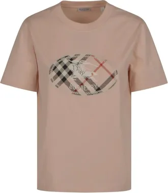 Burberry Tops, Dames, Roze, L, Katoen, Frankie KS Check T-Shirt