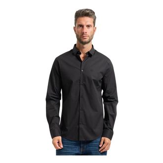 A|X Armani Exchange Slim Fit Poplin Overhemd - Heren - Casual Overhemden - Zwart - S - Katoen - Overhemden