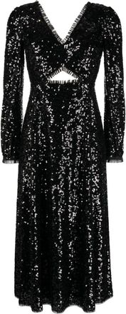 Needle & Thread Elara sequin-embellished midi dress - women - Other fibres - 10 - Black