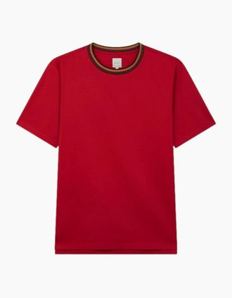 Paul Smith Mens Paul Smith Stripe Rib T-Shirt 22 Fusia - Red - Size: 42