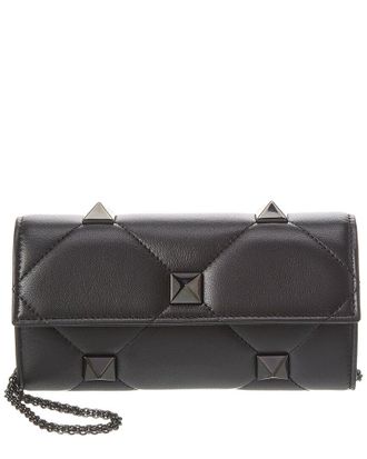 Valentino Roman Stud Leather Wallet On Chain