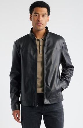 Nordstrom Stand Collar Leather Bomber Jacket in Black at Nordstrom Rack, Size X-Large