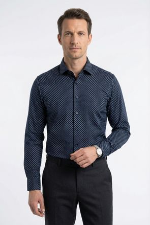 Olymp Langarmhemd OLYMP Luxor modern fit, Herren, Gr. 39, N-Gr, blau (marine), Web, Obermaterial: 100% Baumwolle, 2-Knopf-Manschette, Hemden Langarmhemd, mo