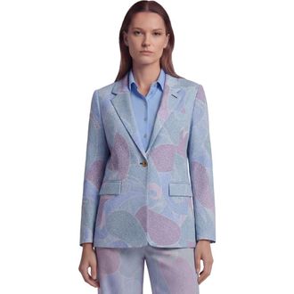 Lords of Harlech Grain Paisley Womens Tailored Blazer in Grain Paisley Teal at Nordstrom, Size 10