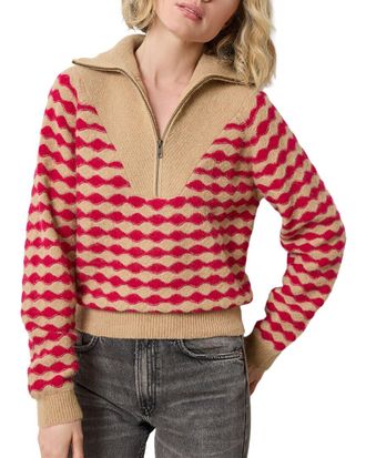 Lilla P Mixed Stitch Alpaca & Wool-Blend Half Zip Pullover