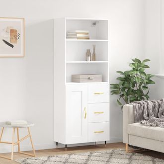 vidaXL Vidaxl - Aparador Alto Madera Contrachapada Blanco 69,5x34x180 Cm