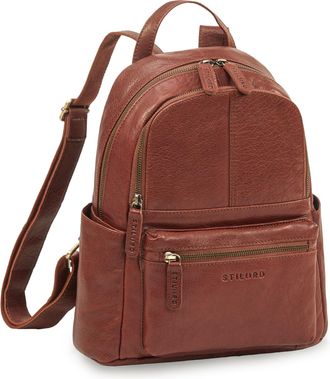 STILORD Berry Real Leather Backpack Women Small Genuine Leather Daypack Rucksack Backpack with Compartments 13 inch Anti Theft Backpack Waterproof Work Travel