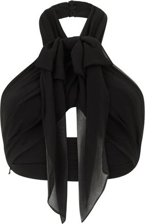 Moschino Tops, Dames, Zwart, XS, Cropped Top met Strik