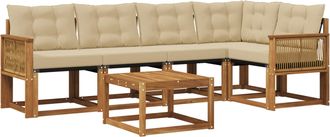 vidaXL Conjunto De Sof&aacute;s De Exterior 6 Uds. Natural Y Beige Vidaxl