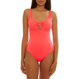 BECCA by Rebecca Virtue Marble Canyon Ring One-Piece Swimsuit in Caliente at Nordstrom, Size Medium