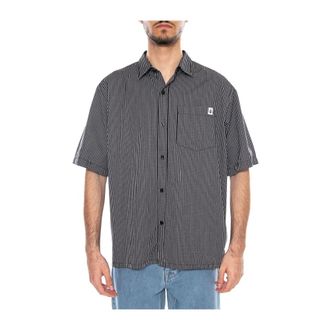 Edwin Millbury Shirt SS - Heren - Korte mouwen Overhemden - Zwart - L - Katoen - Overhemden