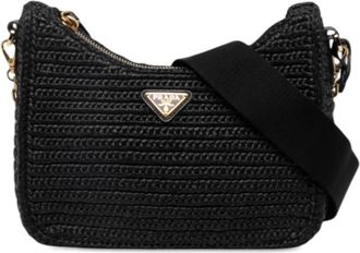 Prada Pre-owned Prada Yarn Effect Raffia Crochet Re Edition 2005 Satchel Ladies OSZHV85S95TFWP46
