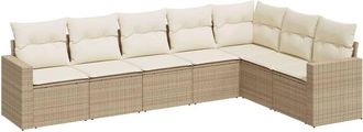 vidaXL Vidaxl - Set Sof&aacute;s De Jard&iacute;n 7 Piezas Y Cojines Rat&aacute;n Sint&eacute;tico Beige