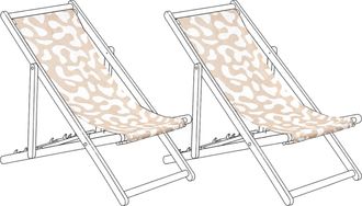 Beliani Conjunto De 2 Telas De Poli&eacute;ster Para Tumbona De Jard&iacute;n Patr&oacute;n Abstracto Exterior Beige Anzio / Avellino