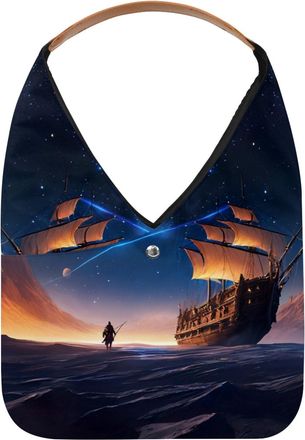 Generic Ancient Space Ship Reusable Lightweight Grocery Bags - Foldable Into Compact Pouch, Washable & Sturdy, Multipurpose for Shopping and Travel