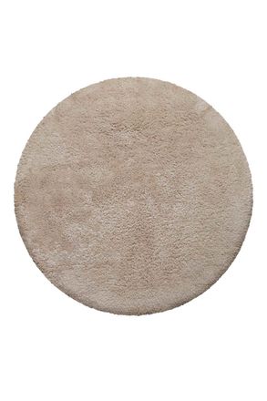 Wecon Home Alfombra de ba&ntilde;o redonda de algod&oacute;n beige arena 90 rd
