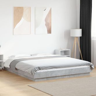Berkfield Home Bed Frame without Mattress Concrete Grey 150x200 cm King Size