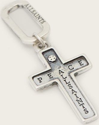 AllSaints Sterling Silver Small Cross Sterling Silver Pendant Charm, Size: One Size
