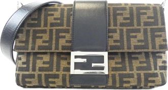 Fendi Silver Canvas Leather Fanny Pack (Pre-Owned)