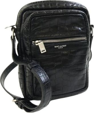 Saint Laurent Pre-owned Cross Body Bags, male, Black, Size: ONE SIZE Pre-owned Vintage Shoulder Bag