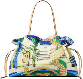 Tory Burch Ella Print Drawstring Tote in The Pool Blue at Nordstrom