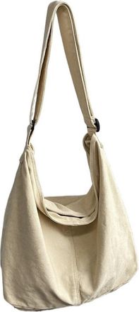 Generic Womens Shoulder Bag Large Canvas Crossbody Bags For Women Cotton Cloth Fashion(White B)