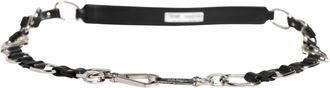Dolce & Gabbana Womens Black Leather Silver Chain Bag Accessory Shoulder Strap Lamb Zamak Real Brass 10lf