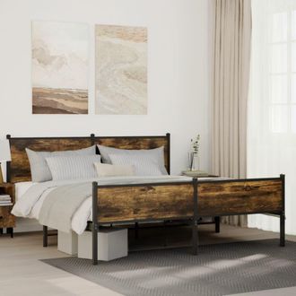 Berkfield Home Metal Bed Frame without Mattress Smoked Oak 180x200 cm Super King in Brown