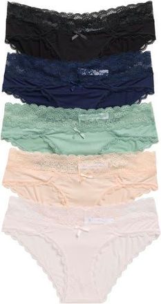 Honeydew Intimates Ahna 5-Pack Lace Low Rise Hipster Panties in Basics2 at Nordstrom Rack, Size Large