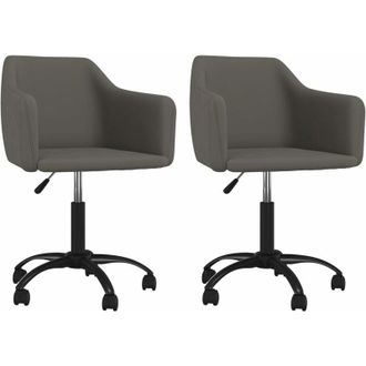 vidaXL Vidaxl - Sillas De Comedor Giratorias 2 Unidades Terciopelo Gris Oscuro