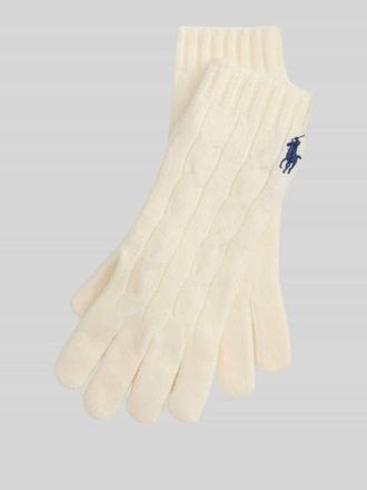 Polo Ralph Lauren Handschuhe aus Woll-Mix mit Logo-Stitching in Offwhite, Gr&ouml;&szlig;e 1