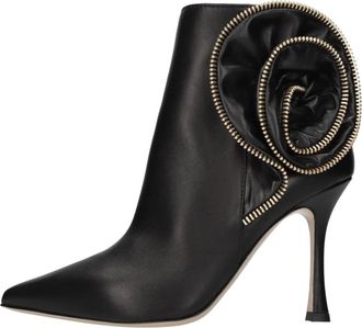 Ninalilou Enkellaars - Dames - Laarzen met Hak - Zwart - 39 EU - Leer - Schoenen