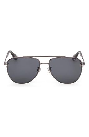 Tom Ford 59mm Aviator Sunglasses in Shiny Dark Gunmetal at Nordstrom