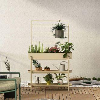 Dmora Dmora - Fioriera Paganella, Complemento darredo, Articolo decorativo, Accessorio darredo, 96x24 h155 cm, Panna