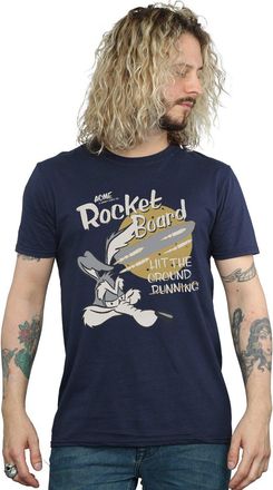 Looney Tunes Mens Wile E Coyote Rocket Board T-Shirt X-Large Navy Blue