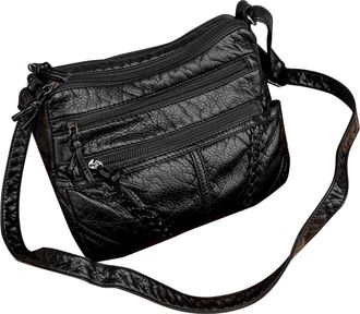 Generic Fashion Ladies Solid Color Large Capacity Leather Shoulder Bag Messenger Bag Small Shoulder Bags for Women (Black, One Size)