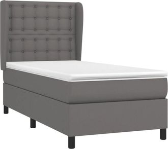 vidaXL Vidaxl - Cama Box Spring Con Colch&oacute;n Cuero Sint&eacute;tico Gris 90x200 Cm