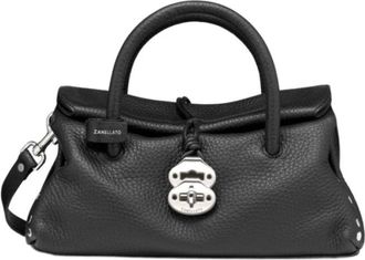 Zanellato Dotta Grained Leather Bag S - Dames - Handtassen - Zwart - ONE Size - Leer - Tassen