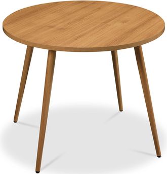 Best Choice Products Round Mid-Century Modern 35.5in Dining Table, Dinette for Home or Kitchen w/Wood Finish Steel Legs
